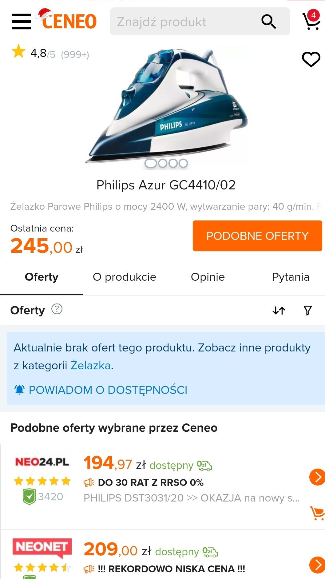 Żelazko Philips Azur GC4410/02 Zadbane