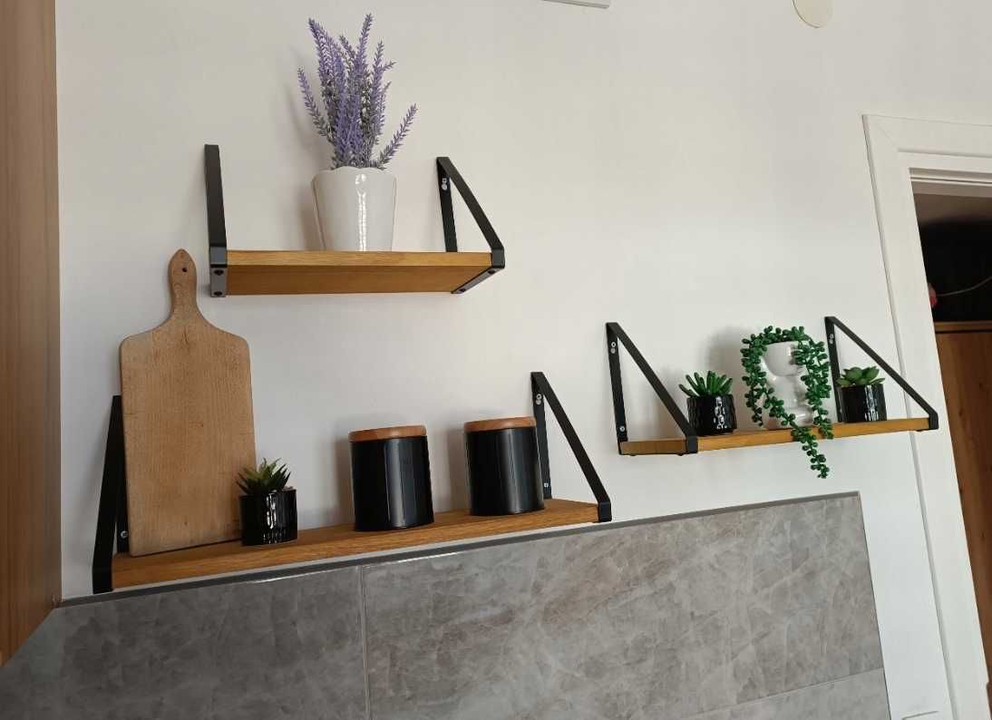 Zestaw 3 półek ściennych LOFT rustykalne brąz metal industrial