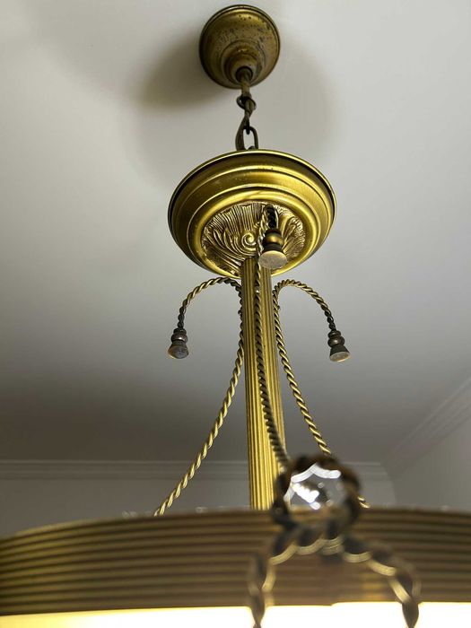 Candeeiros vintage/clássico latão e vidro trabalhado – Conjunto de 2