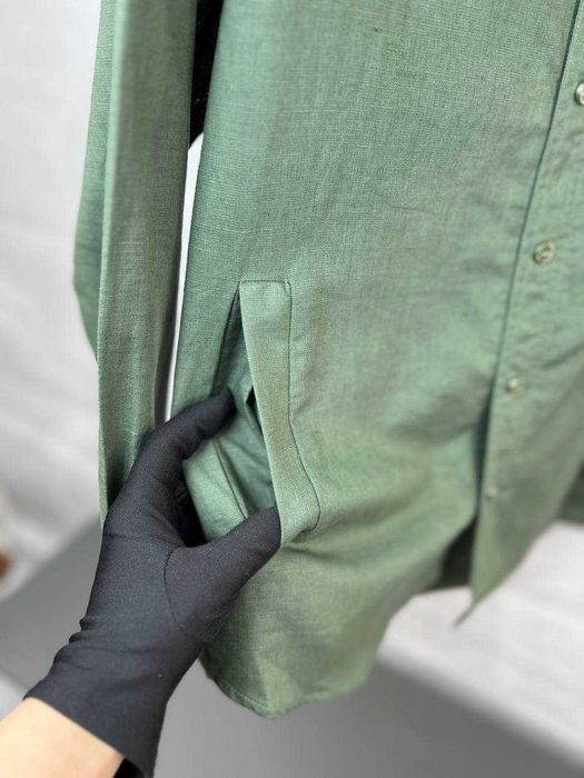 Рубашка с капюшоном Kiton льняная рубашка Китон зеленая сорочка p048