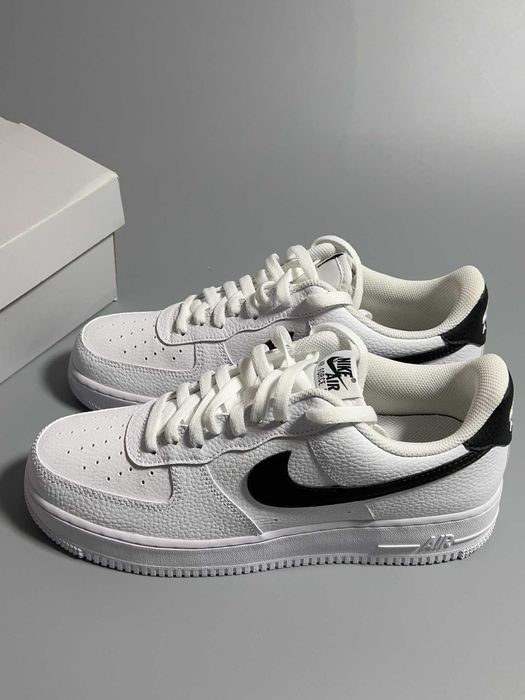 Białe Buty Nike Air Force 1 White Black Leather Roz.41