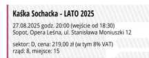 2 bilety na koncert Kaśki Sochackiej Sopot