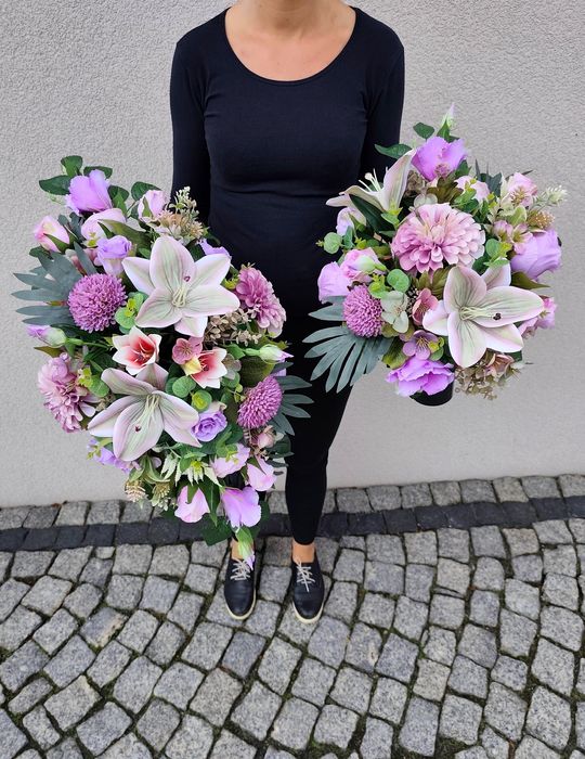 Komplet na grób,cmentarz ,kompozycja nagrobna,wiązanka,kwiaty sztuczne