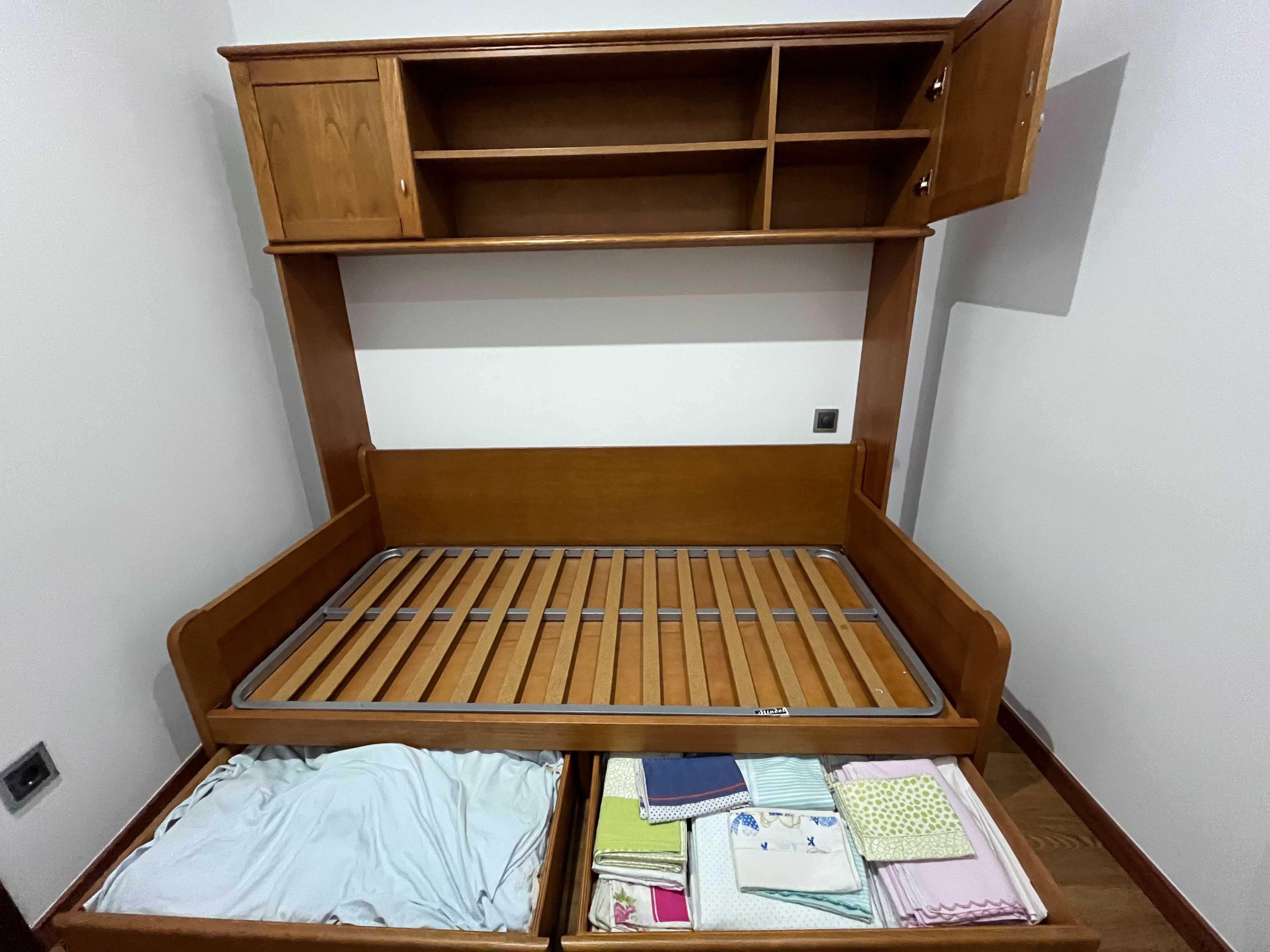 (Studio) Estrutura para cama de solteiro C/arrumação e estante 190X90