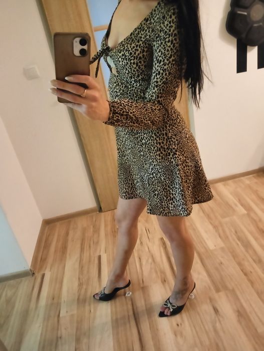 Sukienka, panterka, lekka i zwiewna