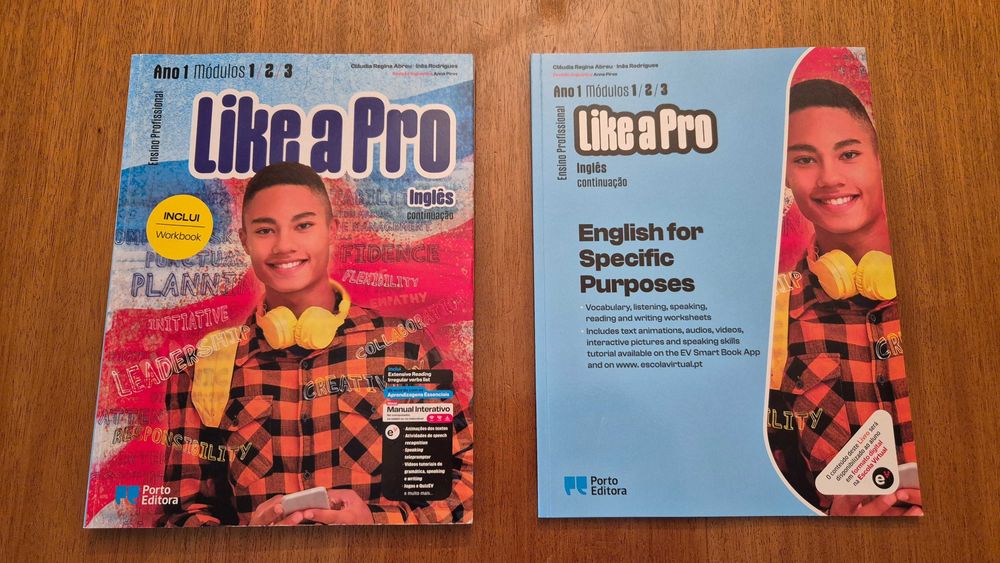 Vendo Conj. Pedag. Inglês LIKE A PRO 10º Ens. Profissional Mód 1, 2, 3