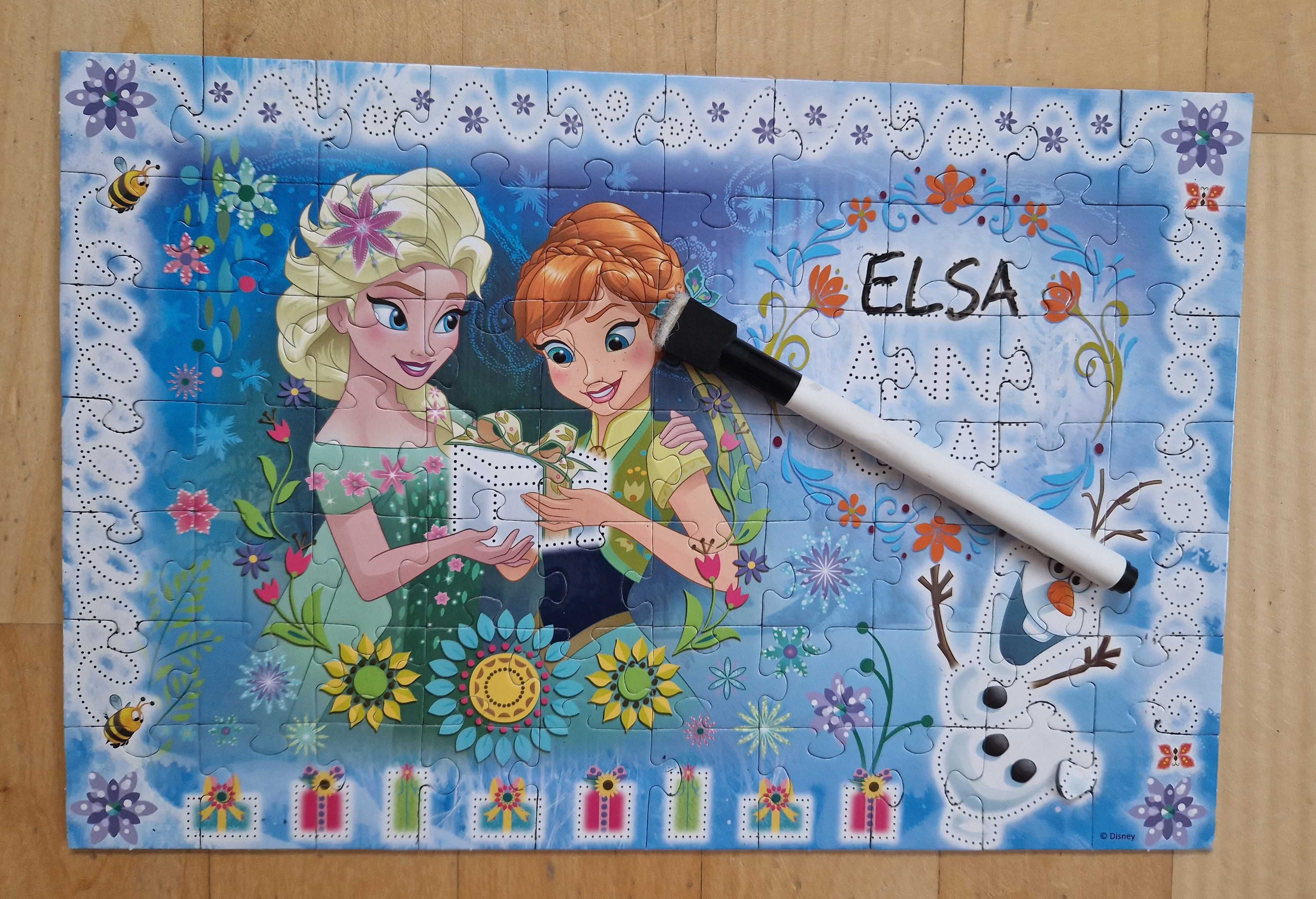 Puzzle Kraina Lodu (Elsa, Anna, Frozen) z mazakiem, 70 el., Trefl, 4+