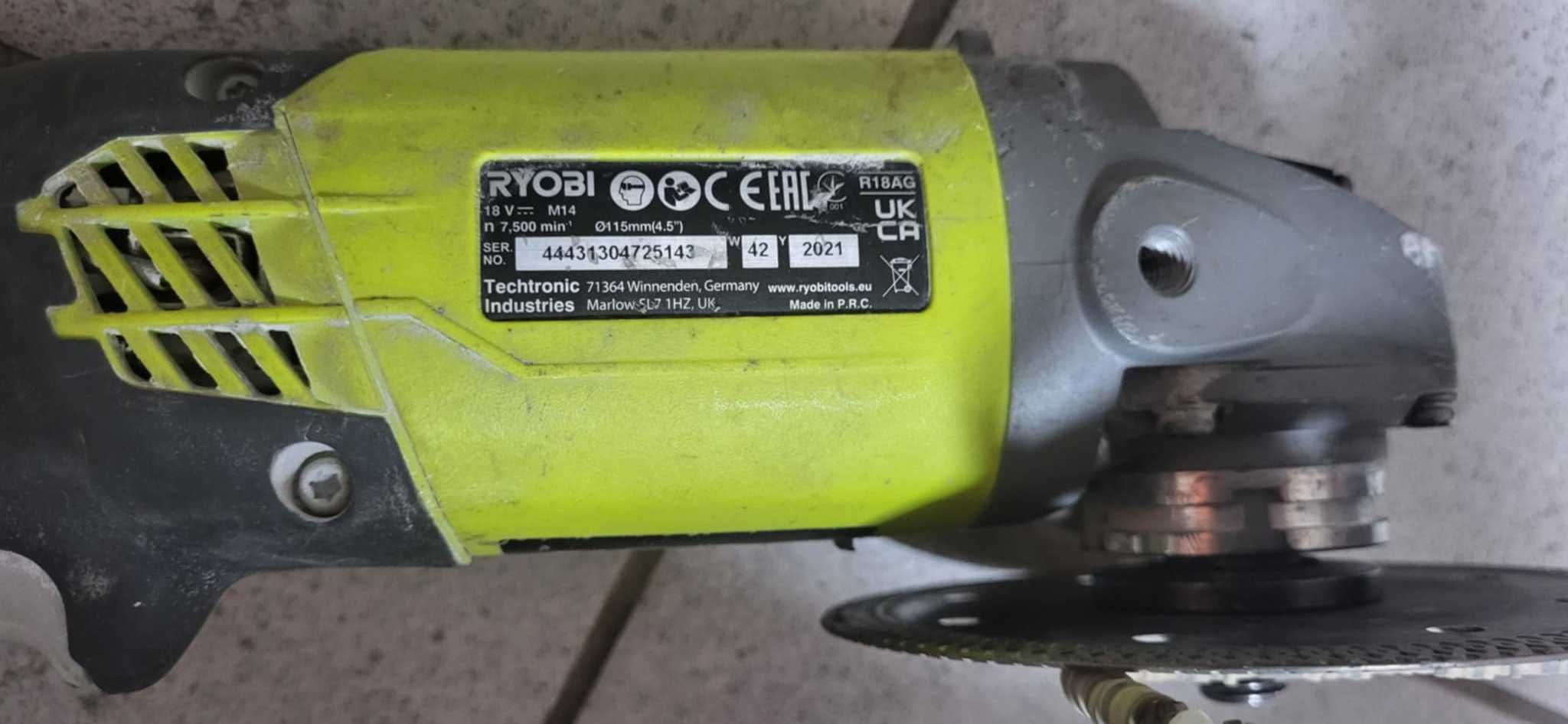 Ryobi Szlifierka kątowa R18AG Wiertarka udarowa akumulatorowa SDS+ 18V