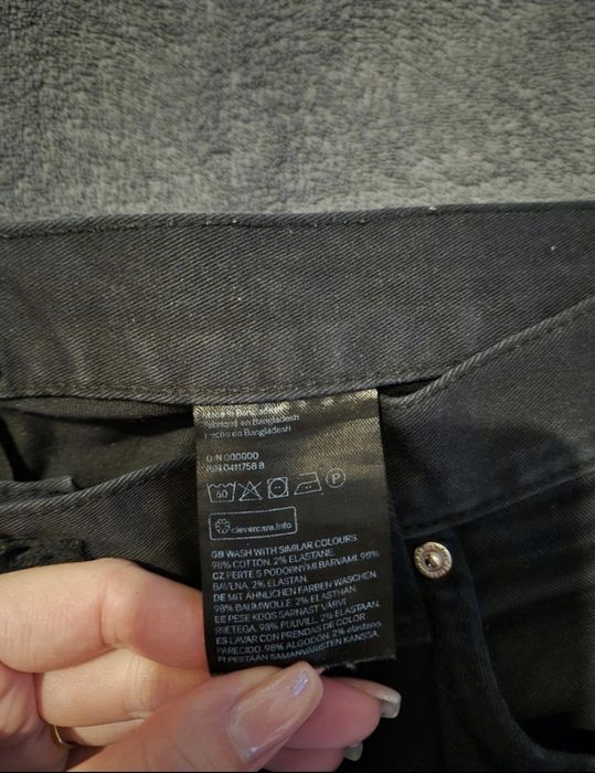 Spodnie czarne jeansy męskie H&M r. 32 bawełna