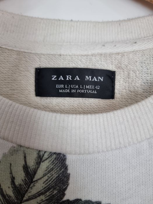Męska bluza Zara L M rośliny kremowa