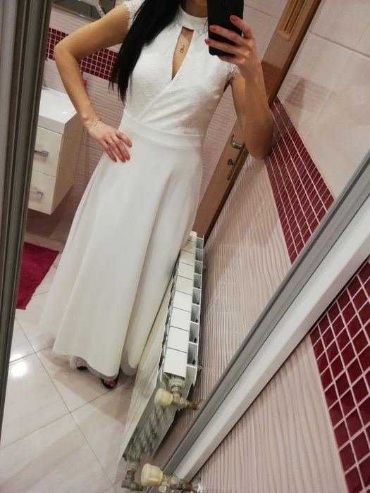 Nowa sukienka suknia maxi długa koronka koronkowa tiul 36 s ślub wesel