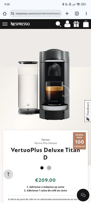 Nespresso vertuoPlus automática