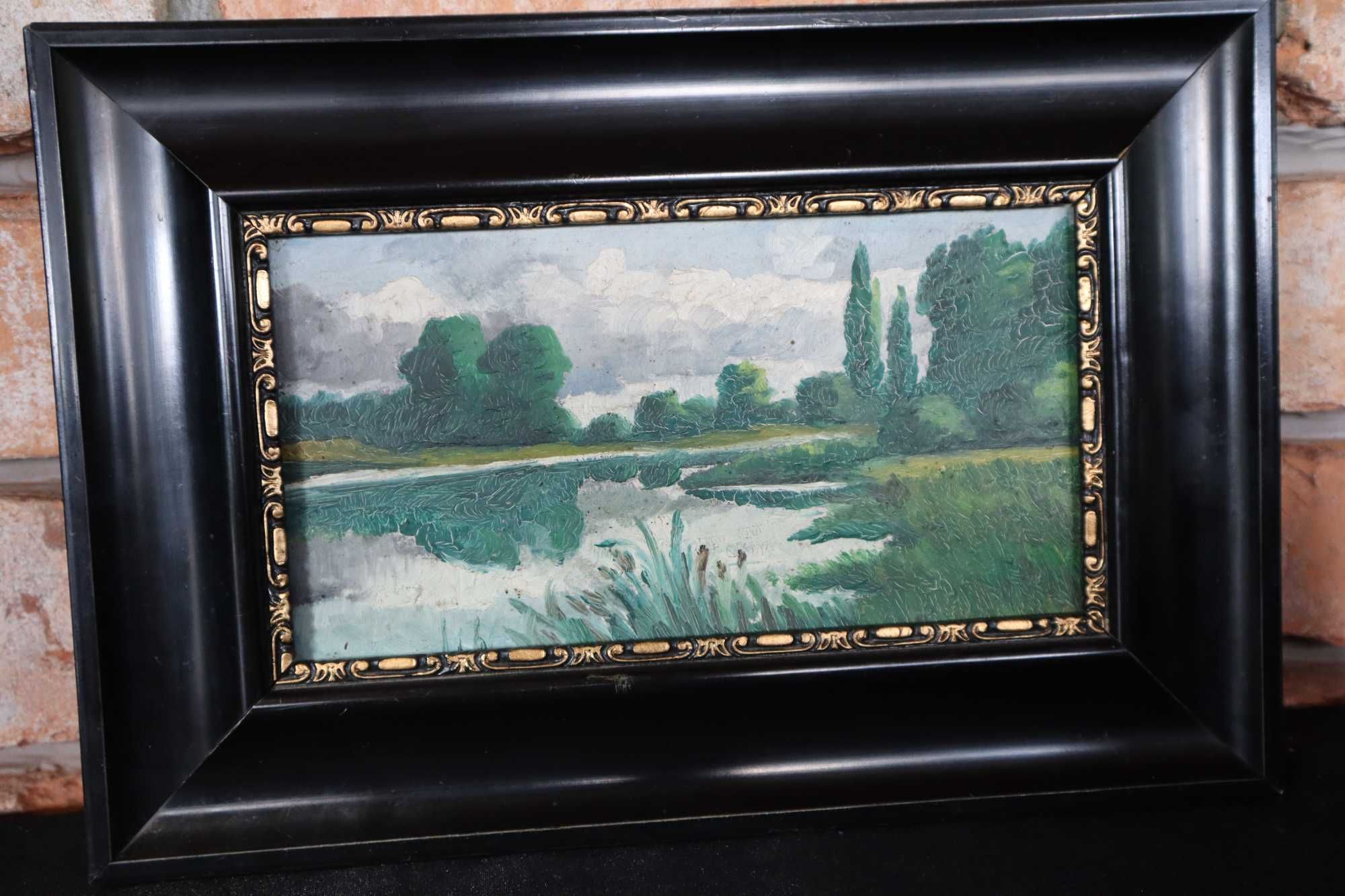 Obraz z drewnianej ramie sygnowany 1920 r B41/5218