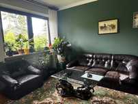 Skórzana sofa kanapa vintage z fotelem pikowana ZA DARMO