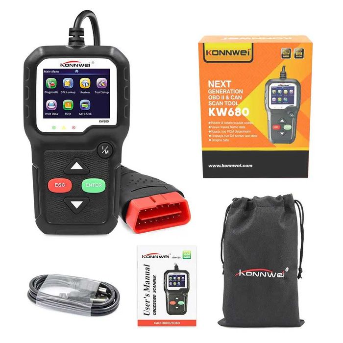 Автомобильный диагностический сканер Konnwei KW680 OBD2 (русский язык)