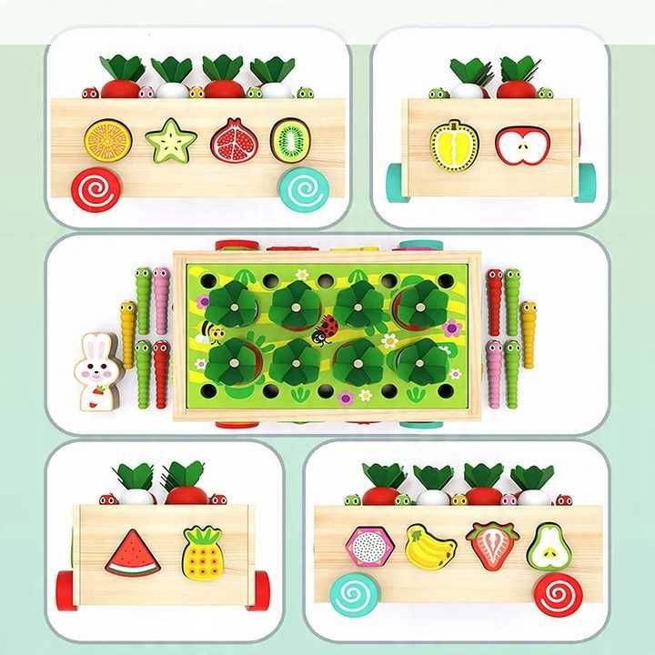 Układanka Montessori Sorter Klocków Złap Robaczka Marchewki C453