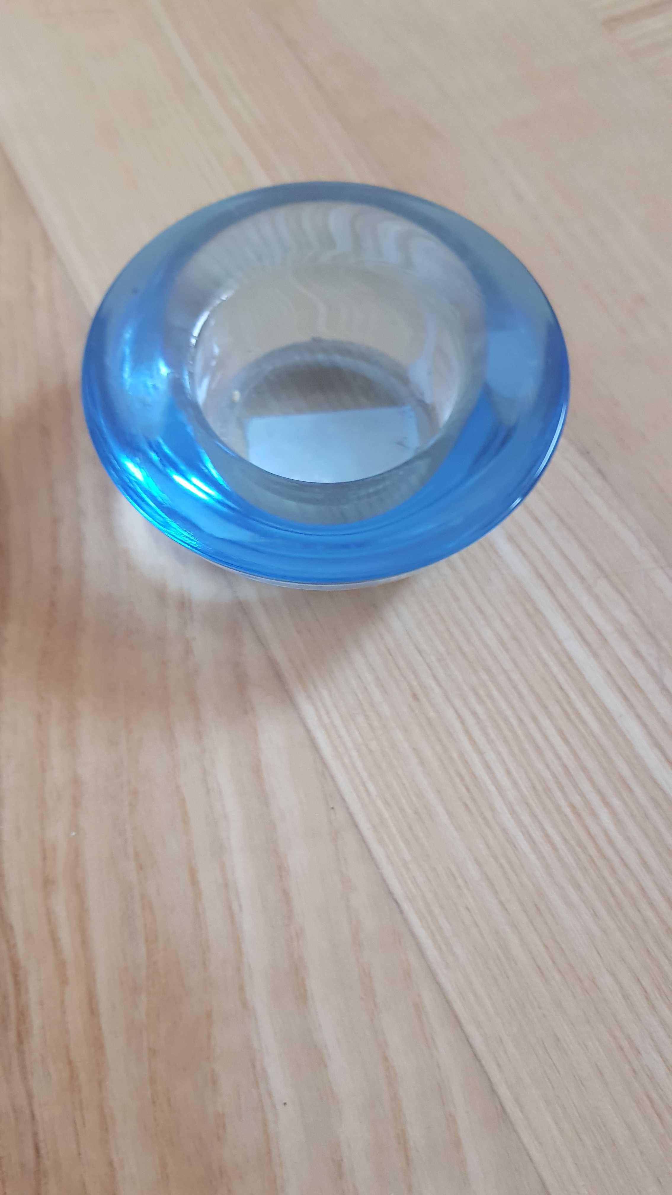 Świecznik Ikea szklany niebieski