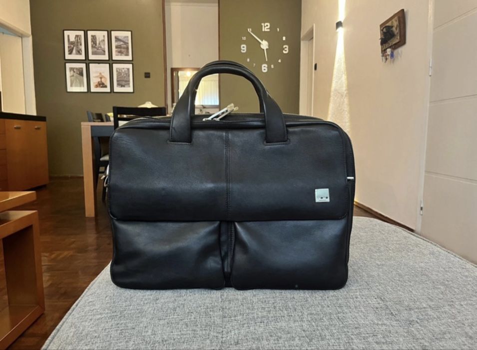 Knomo London Warwick 15 “Leather Laptop bag” Black