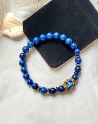 Nowa Bransoletka z Kamieni Naturalnych Lapis Lazuli i Sodalit