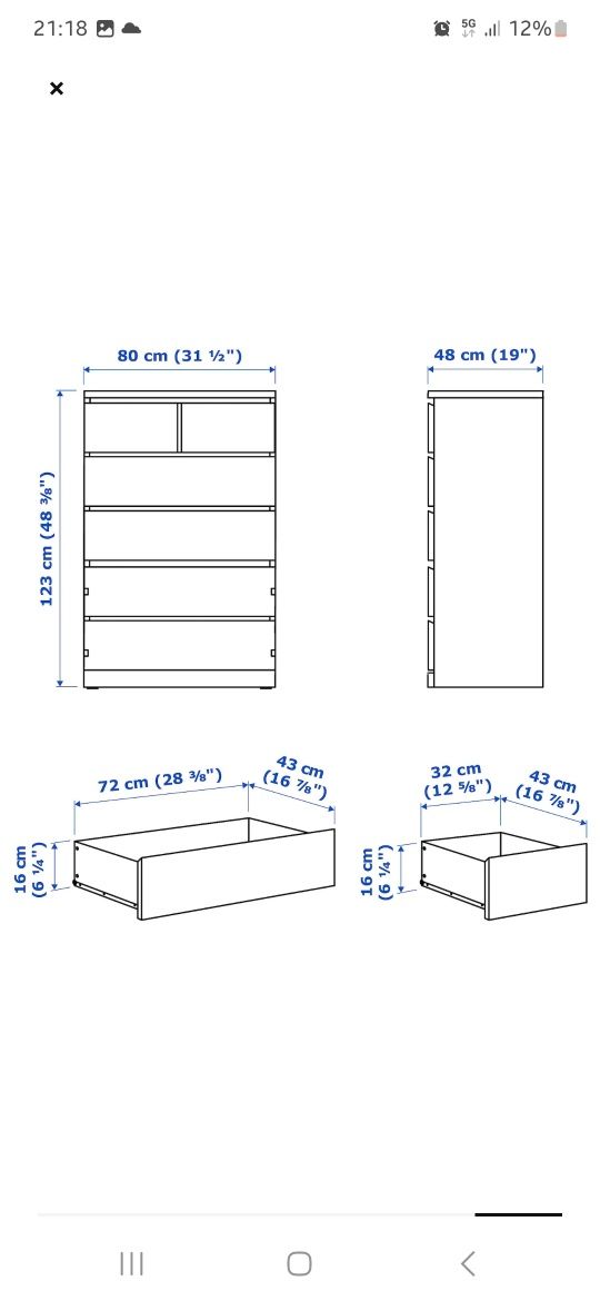 Komoda MALM 80x123 biała