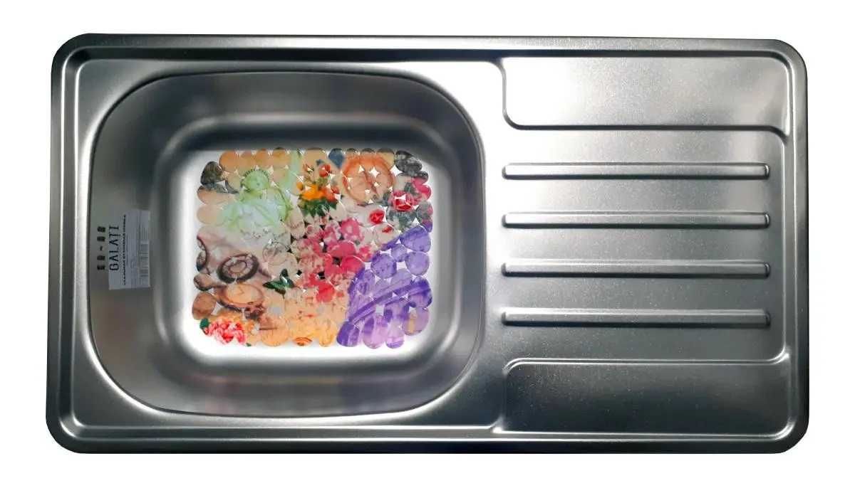 Кухонна металева мийка Мілана Сатін. Кухонная металлическая мойка