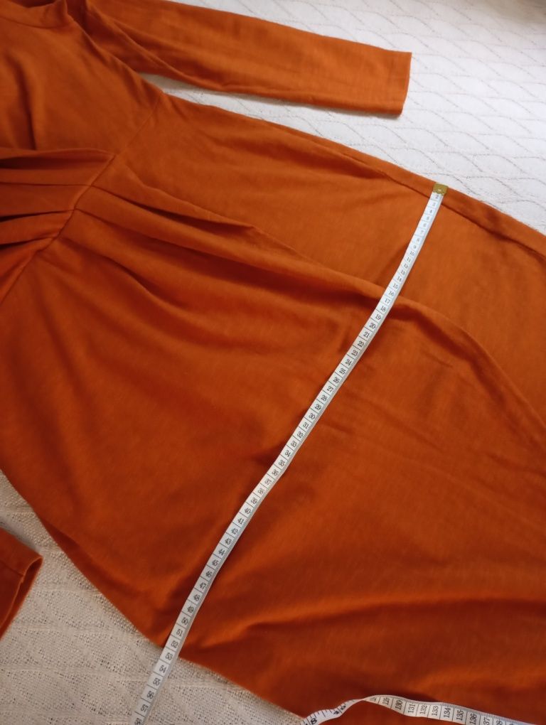 ASOS 40r efektowna pomarańczowa długa sukienka midi dopasowana