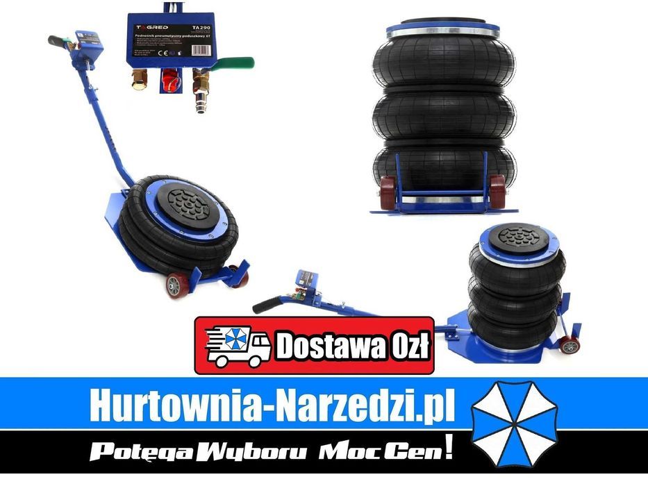 Podnośnik Pneumatyczny bałwanek 6 Ton 150-400mm +krążek