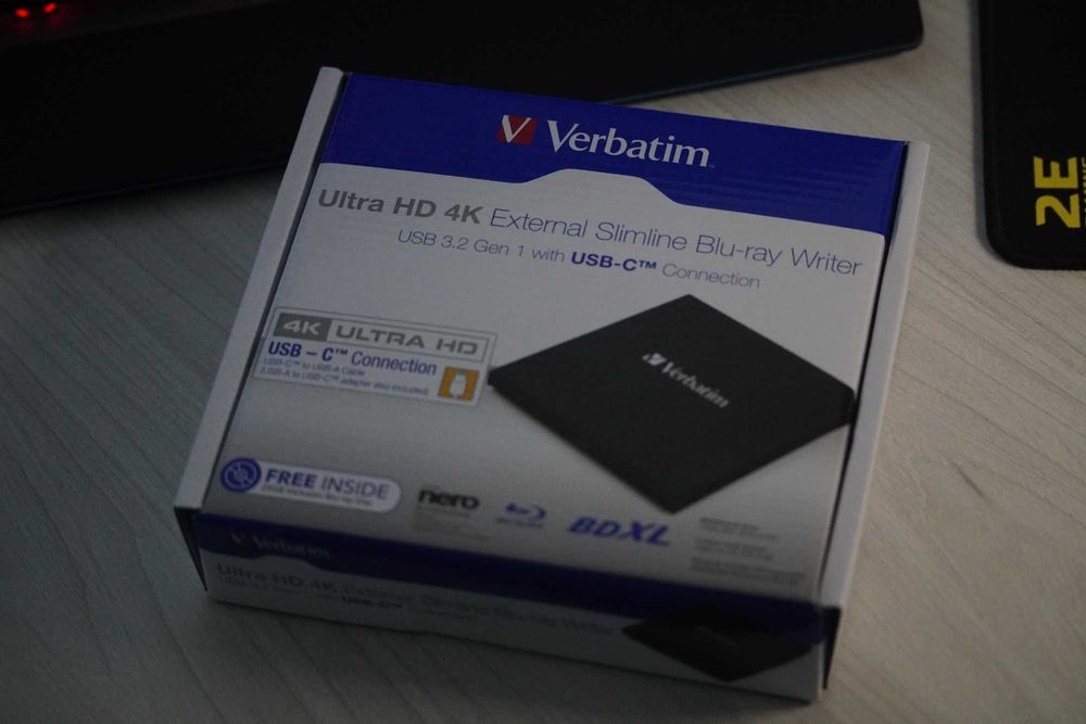 Зовнішній привод Verbatim Ultra HD 4K External Slimline Blu-ray Writer