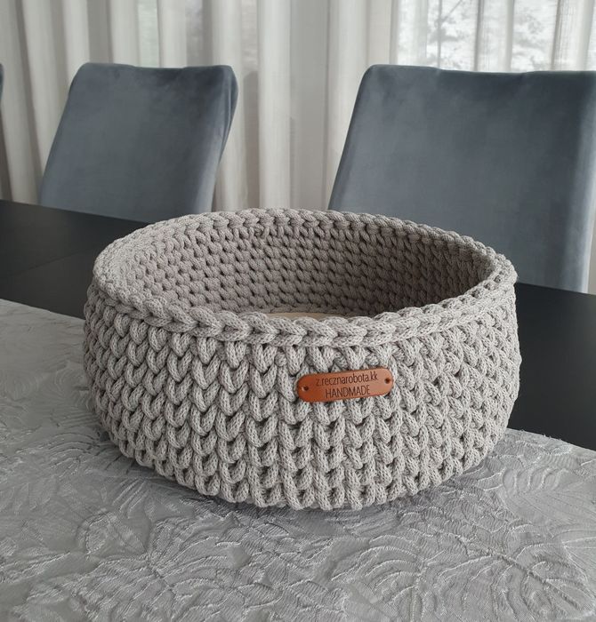 Koszyk okrągły na pieczywo szydełko handmade