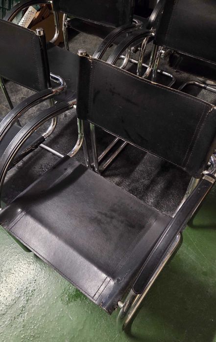 Krzesła skórzane metalowa konstrukcja Bauhaus breuer