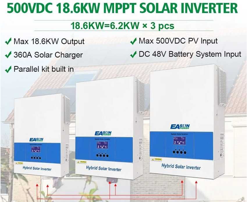 Inversor Híbrido Solar 18.6kw 3 fases 380V MPPT Offgrid, Onda Pura