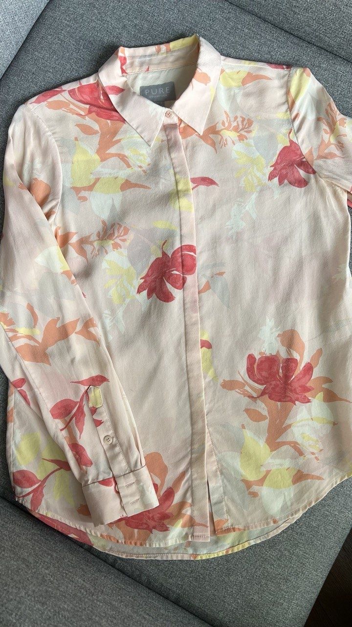 Рожево-квіткова блузка Pure. Розмір S. 100% шовк