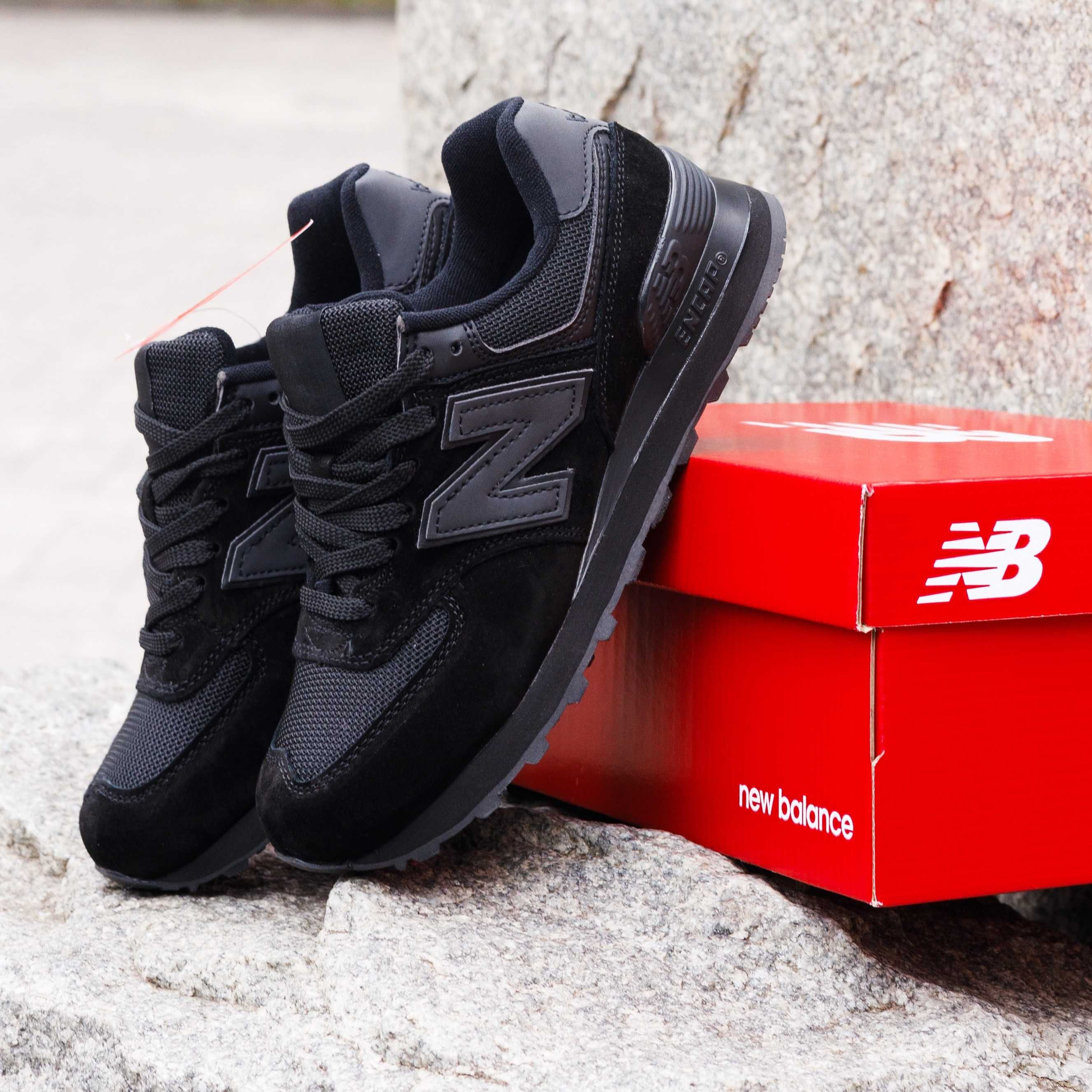 (1560) Кросівки New Balance 574 повністю чорні (36-39) нб ню беленс