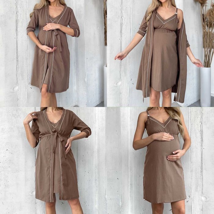 Халат з сорочкою в пологовий для вагітних та годуючих