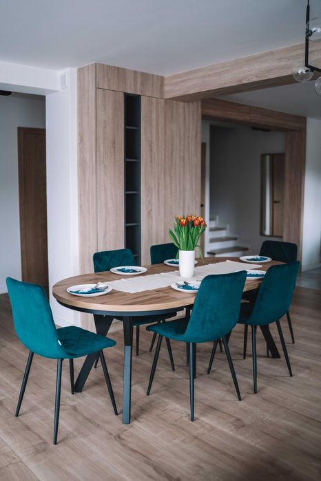 Stół rozkładany okrągły złoty craft fi100 + 2x50 nogi metalowe Y loft