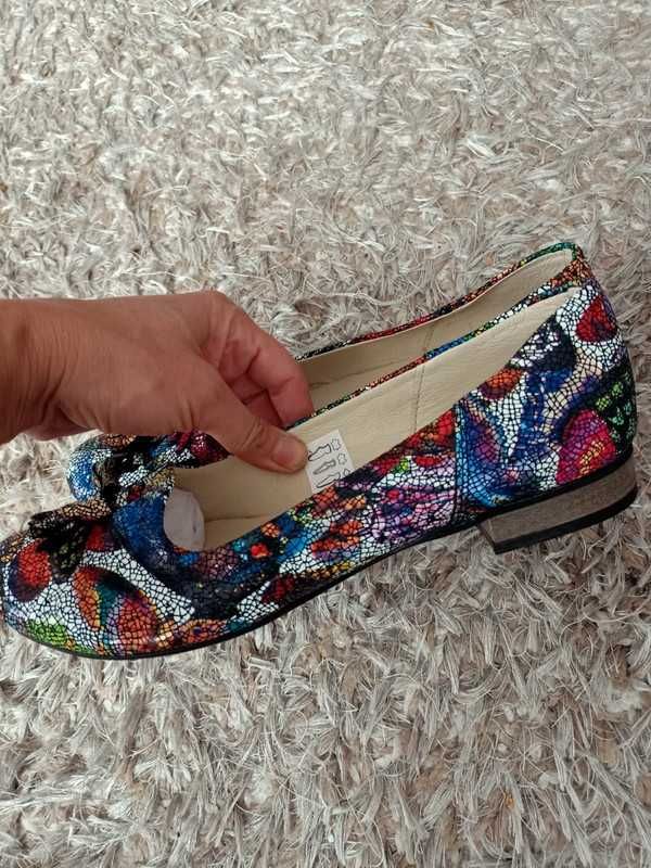 Balerinki zapato lordsy półbuty kwiaty motyle r. 39
