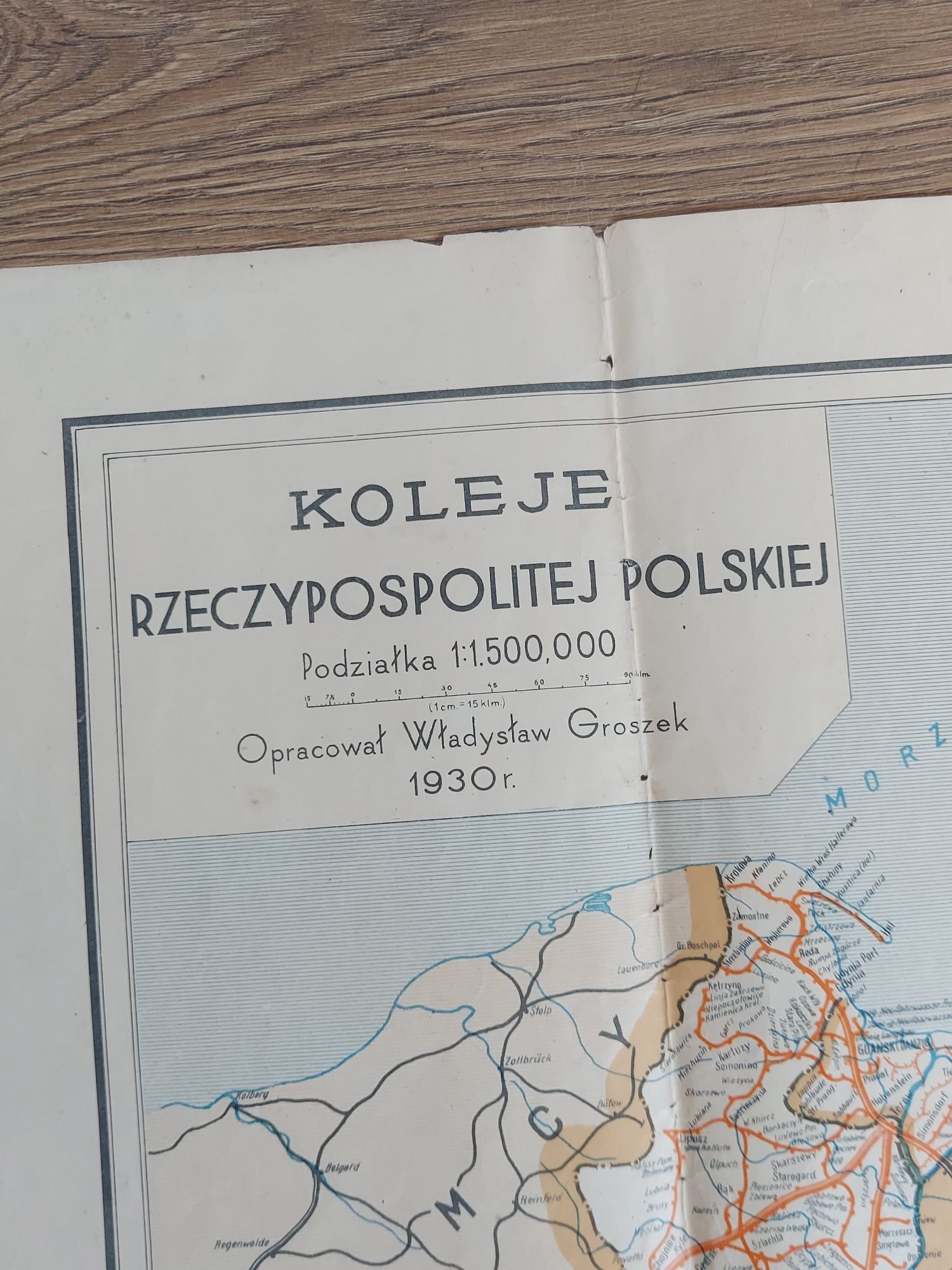 Mapa Koleje Rzeczypospolitej Polskiej Groszek 1930 Stara Przedwojenna