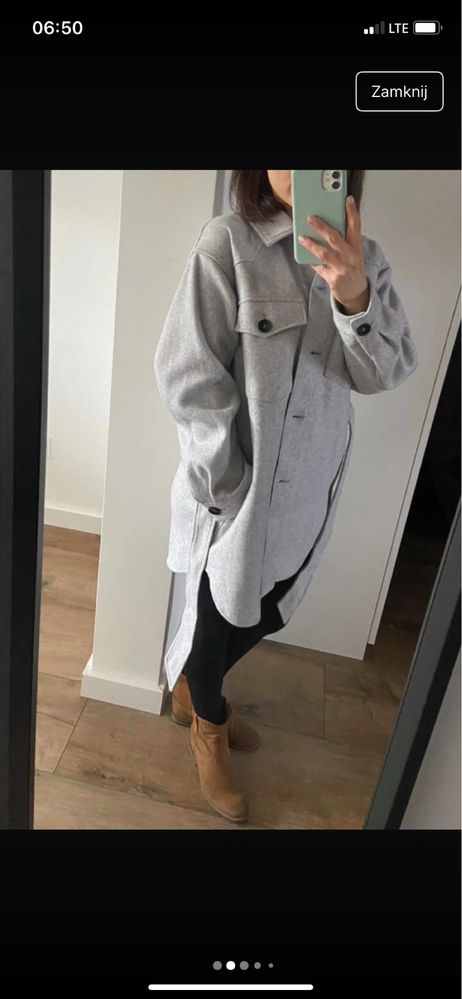 Kurtka koszulowa z paskiem ZARA 34 XS