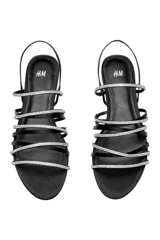 Атласные босоножки, стразы, H&M, р.38,5-39