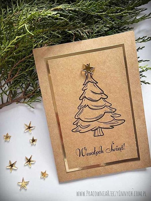 Ręcznie zdobiona kartka bożonarodzeniowa święta