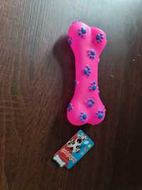 Zabawka dla psa piszcząca kość różowa 16cm 48tknzw