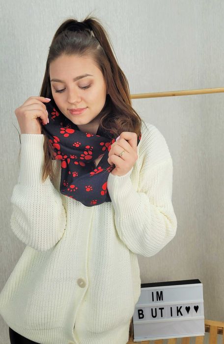 NOWY Dzianinowy komin damski młodzieżowy zwierzęcy print