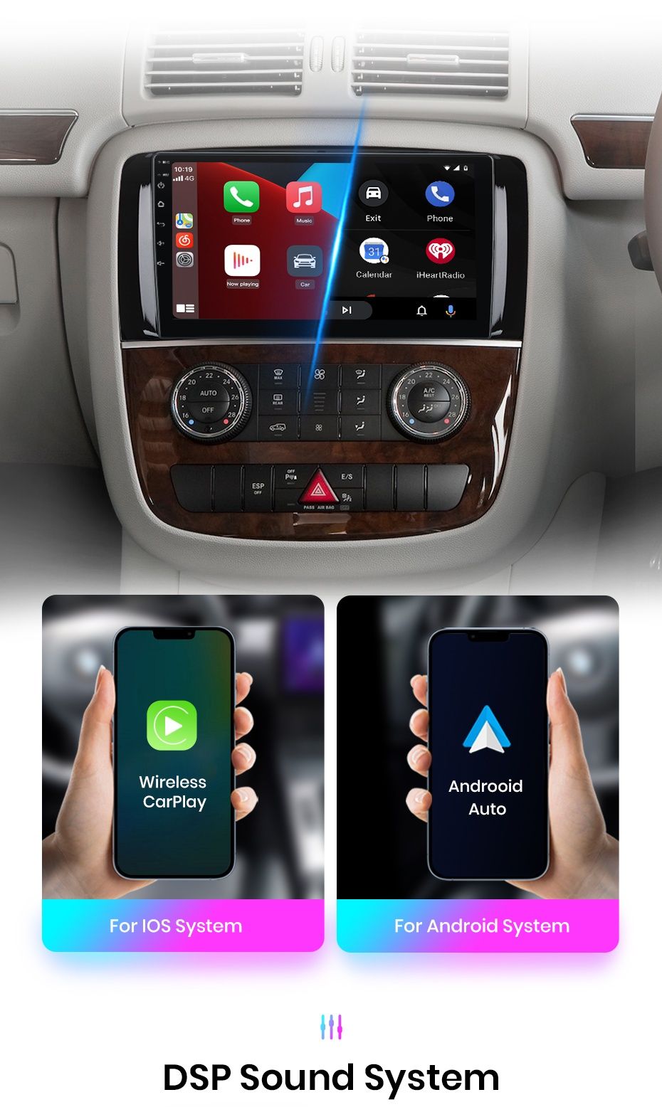 Rádio 9" Android Mercedes w251 Classe R300 R280 Carplay GPS WiFi 2/32G