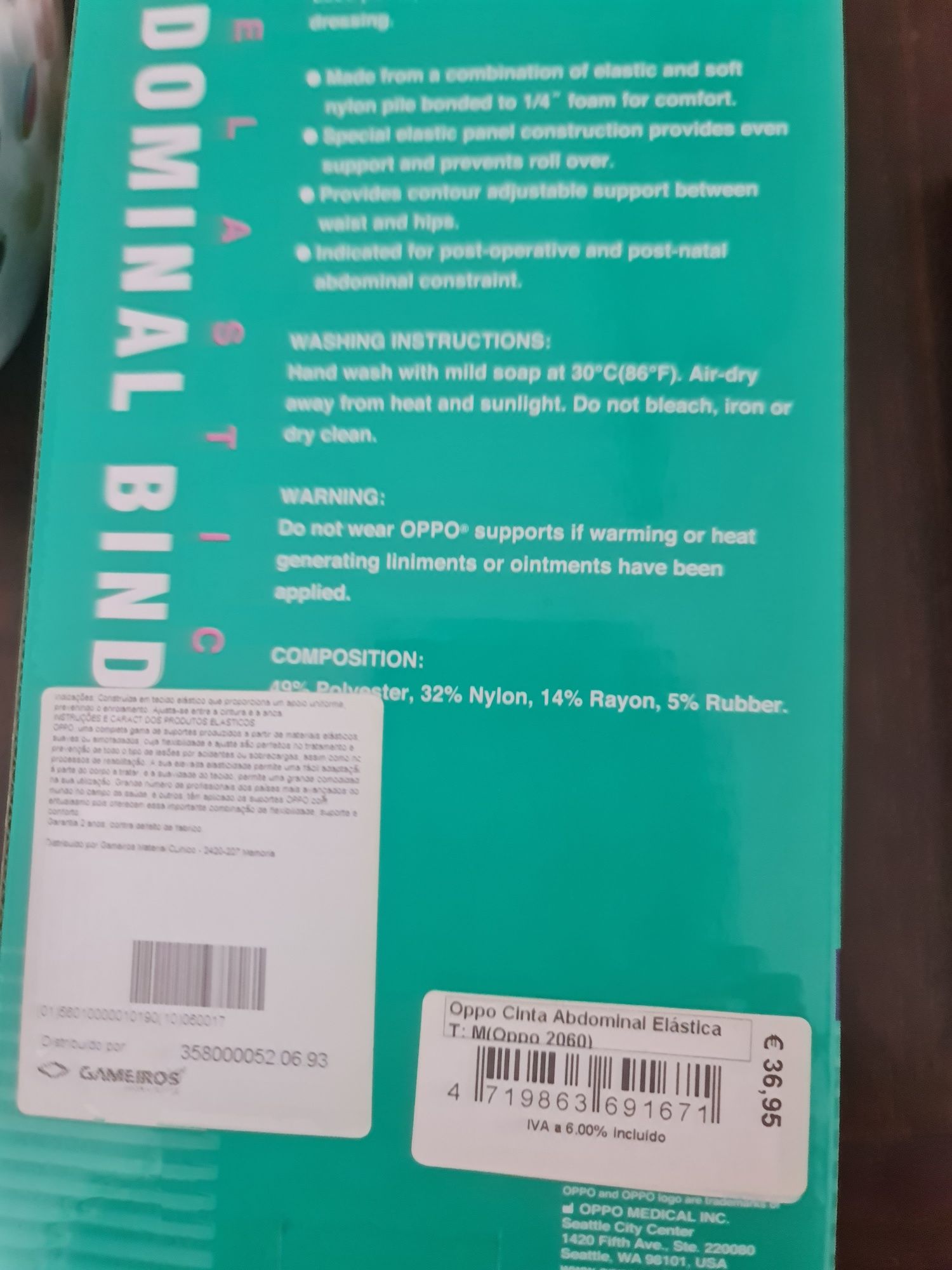 Cinta suporte nova tamanho médio