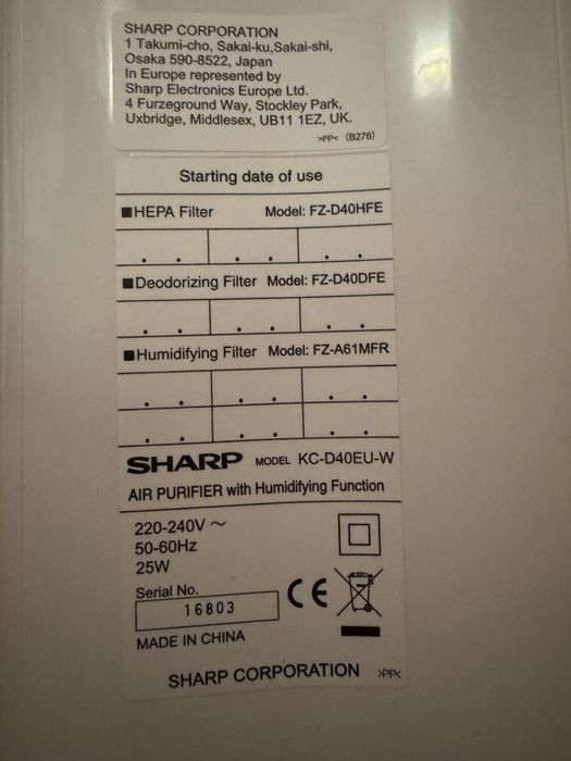 Oczyszczacz z nawilżaczem powietrza SHARP, okazja