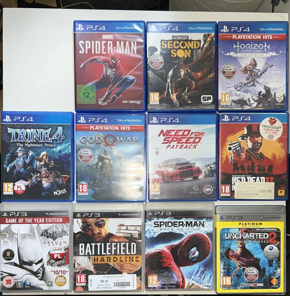Sprzedam gry PS4 i PS3 - Spider-Man, God of War, Red Dead 2, Uncharted