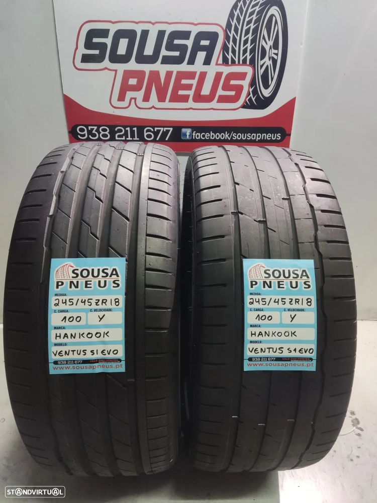 2 pneus semi novos 245-45r18 hankook - oferta dos portes
