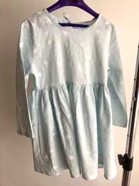 Sukienka błękitna bawełniana w gwiazdki, 110- 122 cm