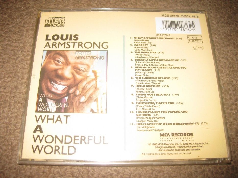 CD do Louis Armstrong "What a Wonderful World" Portes Grátis