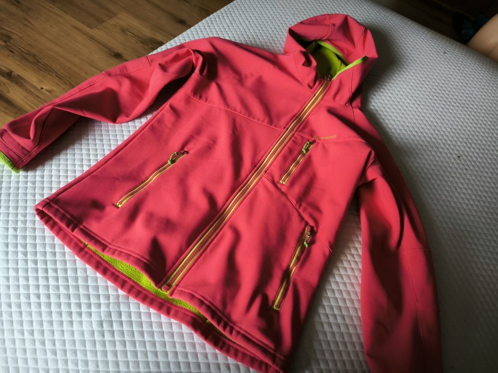 Quechua softshell damski XS/S różowy na polarze z kapturem